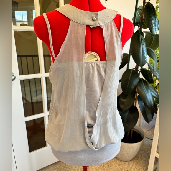 Charlotte Russe fashion top, grey/silver with sequin collar. Size medium. - Picture 6 of 8